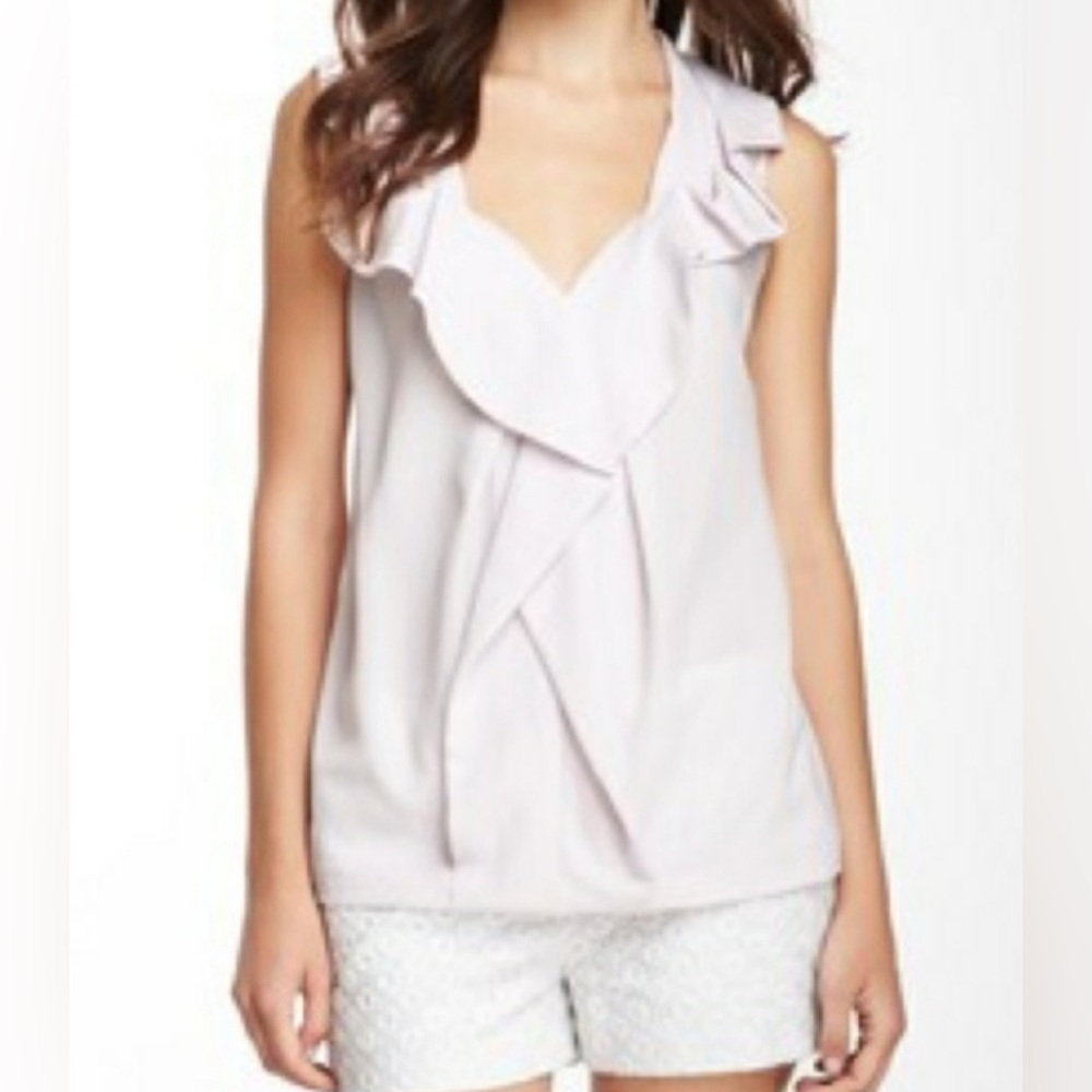 DVF Diane von Furstenberg Lilac Lavender Ruffle Blouse